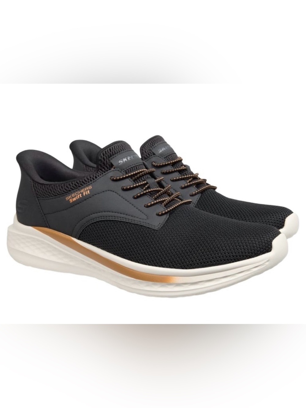 Skechers Men’s Hands Free Swift Fit Athletic Sneakers Black Brown Size 9.5 M US